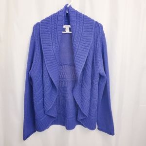 CJ Banks Wool Blend Cable Knit Cardigan Open Front